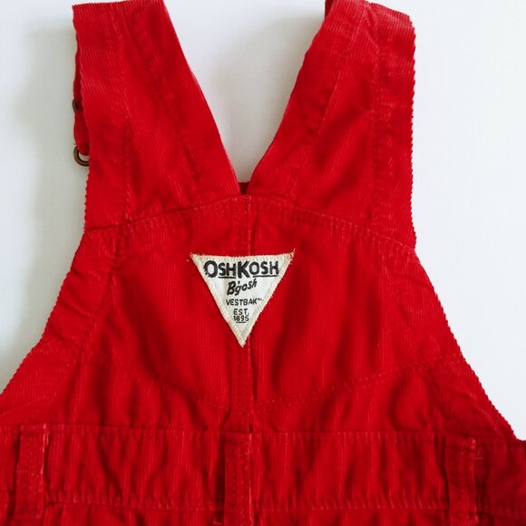 Oshkosh Red Lightweight Corduroy Overalls size 6 Months - Picture 3 of 9